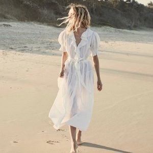 Doen White Pintuck Poet Dress
